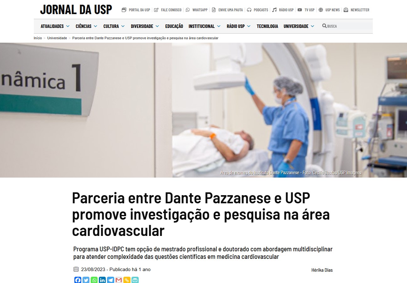 Parceria entre Dante Pazzanese e USP promove investigação e pesquisa na área cardiovascular